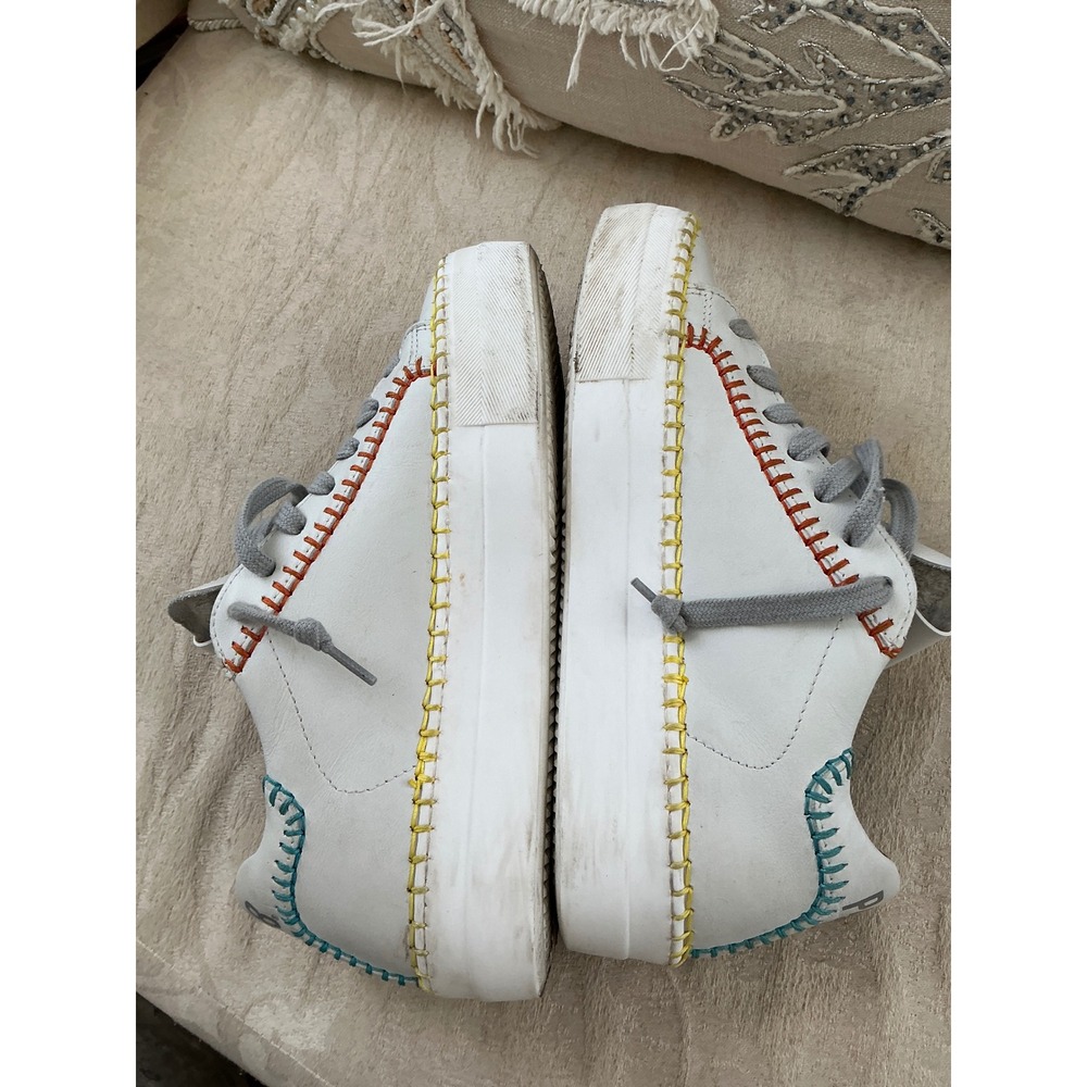 P448 Thea Low Top Leather Trainers   6/ 36 Whip Stitch WHITE multi - Picture 8 of 13